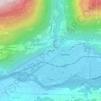 Carte topographique Campoledro, altitude, relief
