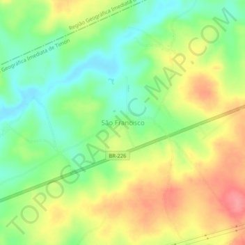 Carte topographique São Francisco, altitude, relief
