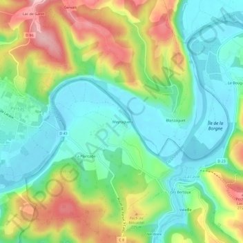 Carte topographique Meyraguet, altitude, relief