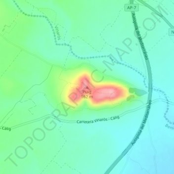 Carte topographique Puig, altitude, relief