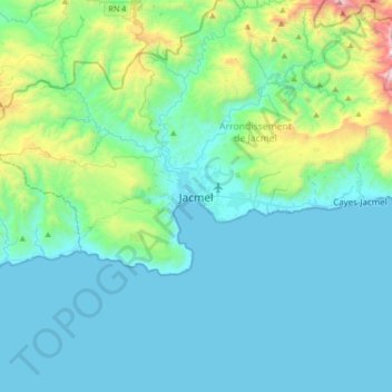 Carte topographique Jacmel, altitude, relief