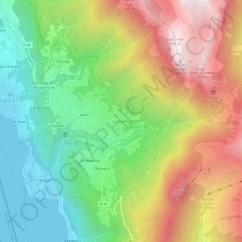 Carte topographique La Sauffaz, altitude, relief