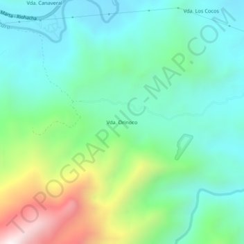 Carte topographique Vda. Orinoco, altitude, relief