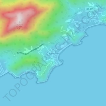 Carte topographique Praia do Félix, altitude, relief