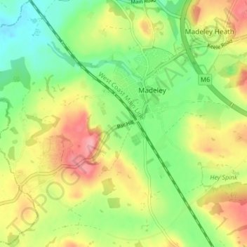 Carte topographique Barhill, altitude, relief