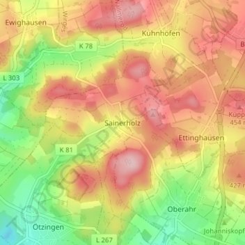 Carte topographique Sainerholz, altitude, relief