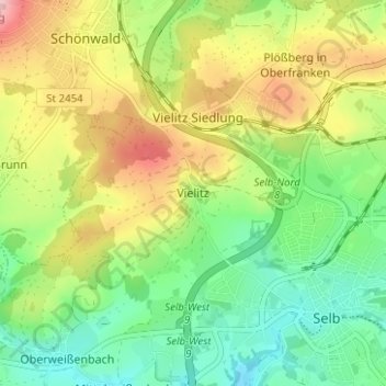 Carte topographique Vielitz, altitude, relief