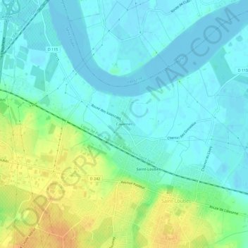 Carte topographique Cavernes, altitude, relief