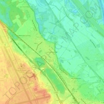 Carte topographique Langenhaeuser, altitude, relief