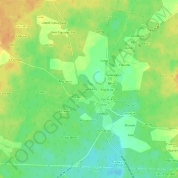 Carte topographique Lagraula, altitude, relief