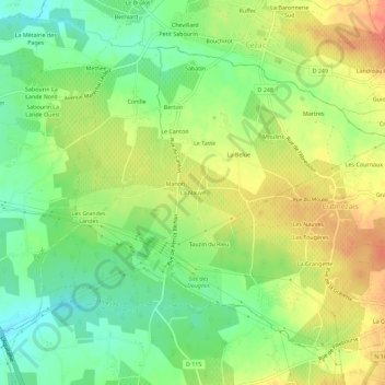 Carte topographique La Nauve, altitude, relief