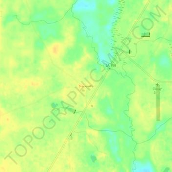 Carte topographique Starksville, altitude, relief