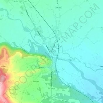 Carte topographique Bastia, altitude, relief