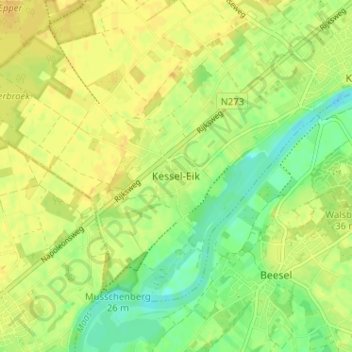 Carte topographique Kessel-Eik, altitude, relief