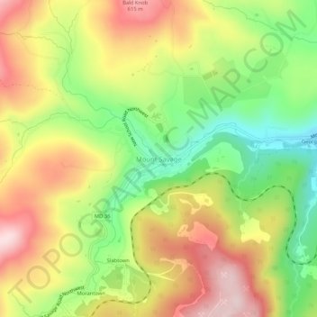 Carte topographique Mount Savage, altitude, relief