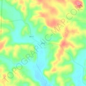 Carte topographique Shook, altitude, relief