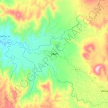 Carte topographique Betafo, altitude, relief