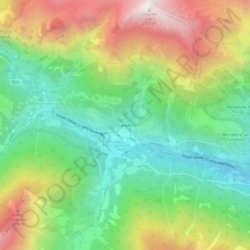 Carte topographique Castello, altitude, relief