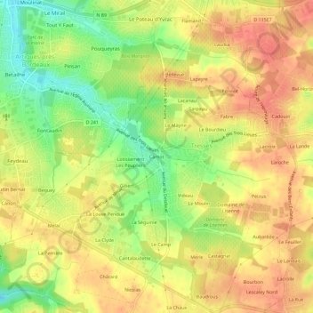 Carte topographique Camot, altitude, relief