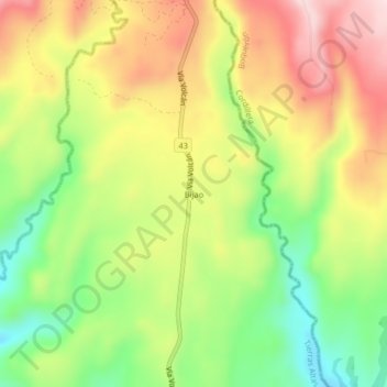 Carte topographique Bijao, altitude, relief