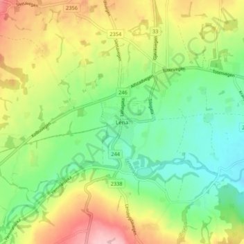 Carte topographique Lena, altitude, relief