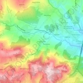 Carte topographique A-dos-Calvos, altitude, relief
