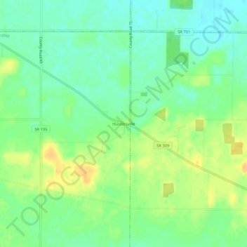 Carte topographique Huntersville, altitude, relief