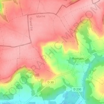 Carte topographique Le Grand Hameau, altitude, relief