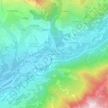Carte topographique Pont-du-Fossé, altitude, relief