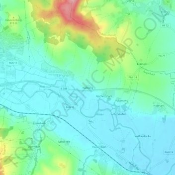 Carte topographique Naßberg, altitude, relief