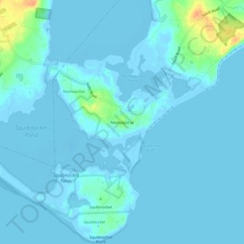 Carte topographique Nashaquitsa, altitude, relief