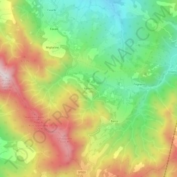 Carte topographique Rifredo, altitude, relief