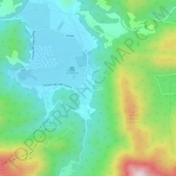 Carte topographique Villaggio Laceno, altitude, relief