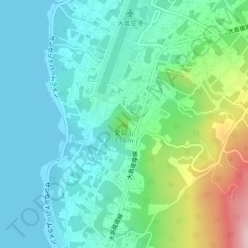 Carte topographique Mount Atago, altitude, relief