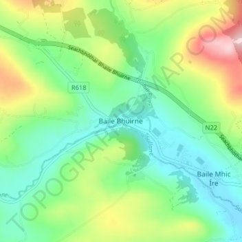 Carte topographique Ballyvourney, altitude, relief