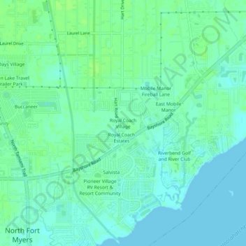 Carte topographique Royal Coach Village, altitude, relief