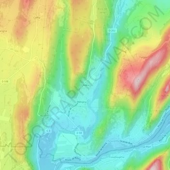 Carte topographique Chaléa, altitude, relief