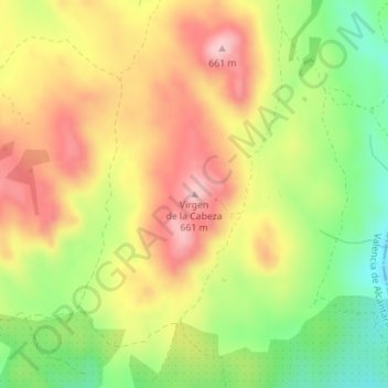 Carte topographique Virgen de la Cabeza, altitude, relief