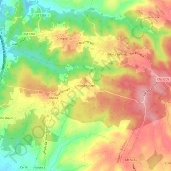 Carte topographique Monte Agudo, altitude, relief