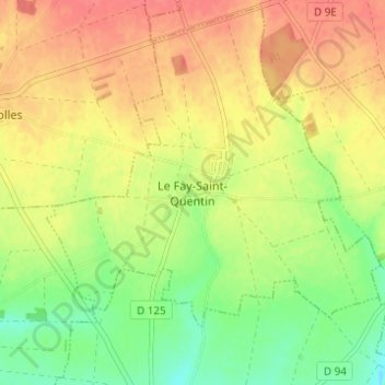 Carte topographique Le Fay-Saint-Quentin, altitude, relief