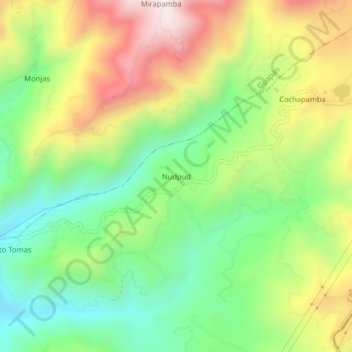 Carte topographique Nudpud, altitude, relief