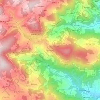 Carte topographique Pierre Jeune, altitude, relief