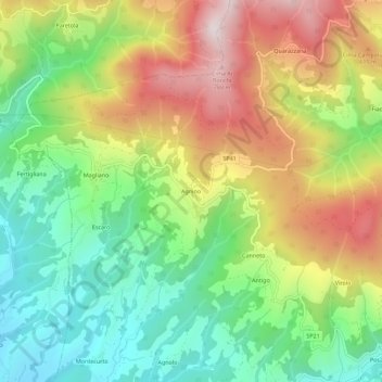 Carte topographique Agnino, altitude, relief