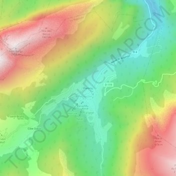 Carte topographique Pralong, altitude, relief