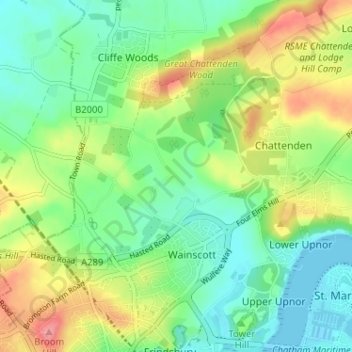 Carte topographique The Mount, altitude, relief
