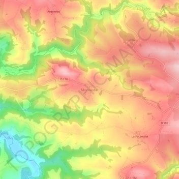 Carte topographique Montautat, altitude, relief
