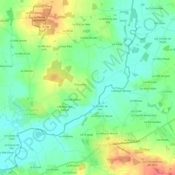 Carte topographique Le Chêne, altitude, relief