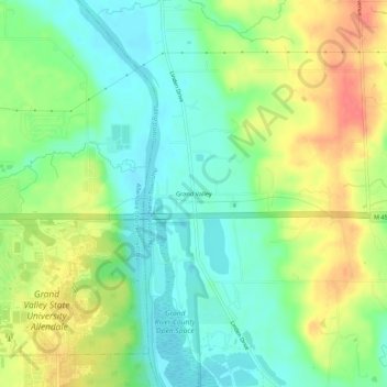 Carte topographique Grand Valley, altitude, relief