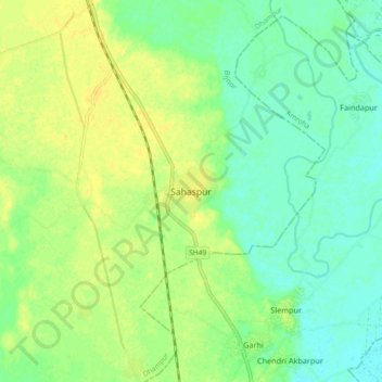 Carte topographique Sahaspur, altitude, relief