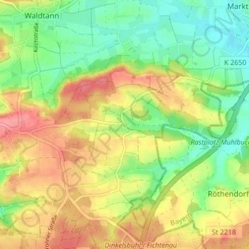 Carte topographique Schönbronn, altitude, relief